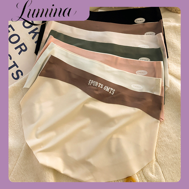 【พร้อมส่ง】กางเกงในหญิงเนื้อเย็นไร้รุด ฝ้ายต้านเชื้อ สปอร์ตสไตล์ สามเหลี่ยมเอวกลาง สวมใส่สบาย