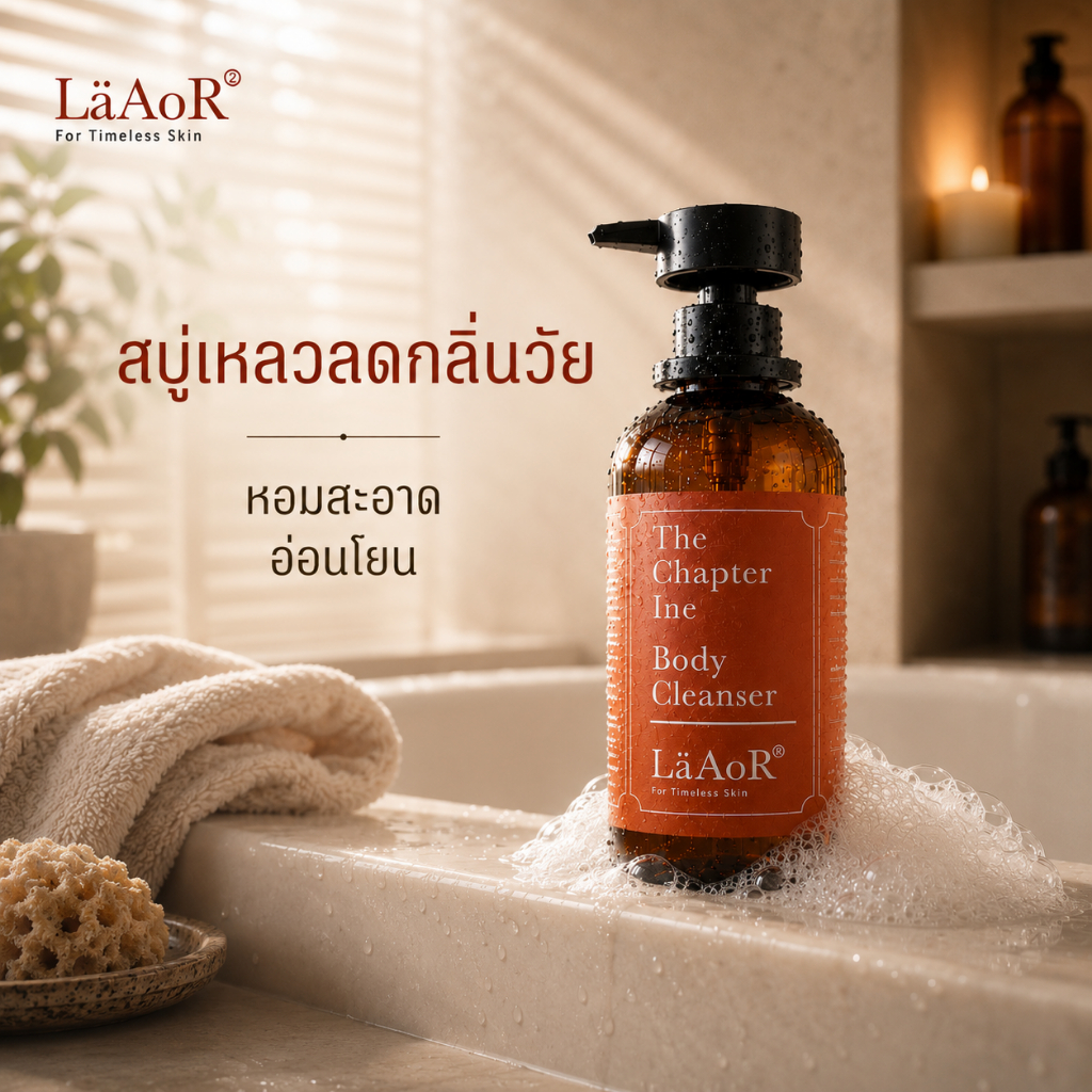 LäAoR² สบู่เจลอาบน้ำ ลดกลิ่นวัย SilverAge ลดกลิ่นแก่ หอม ชุ่มชื้น 300ml.