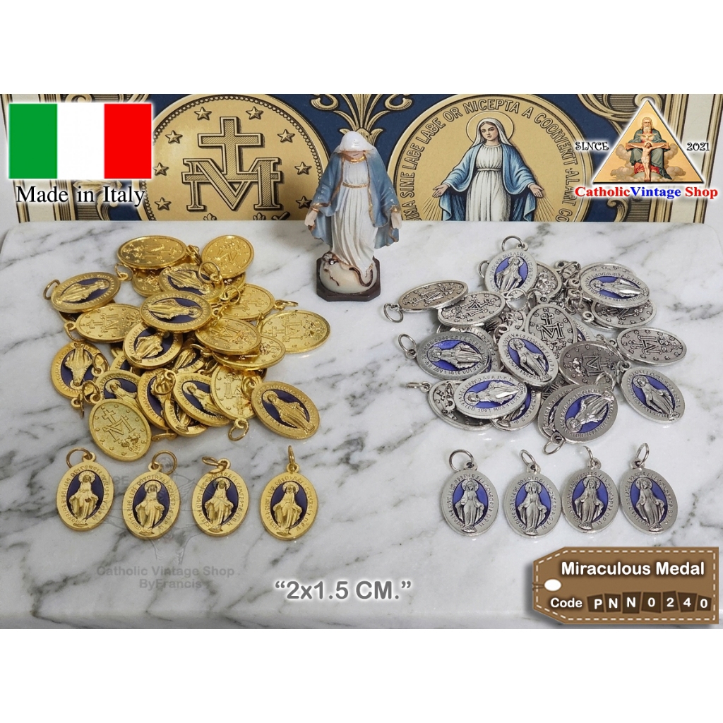 จี้เหรียญพระแม่มารีย์ เหรียญแม่พระอัศจรรย์ จี้สร้อย โลหะ อิตาลี Catholic Coin คาทอลิก ITALY#PNN240