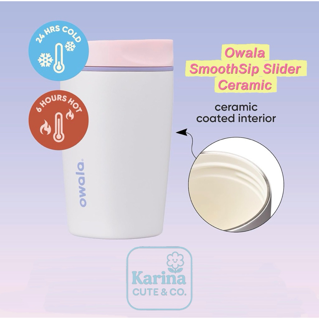 [พรีออเดอร์ 10 วันได้รับของ]🔥 ของแท้ 100% จากอเมริกา 🇺🇸 Owala SmoothSip Slider Ceramic-Lined Insulated Stainless Steel