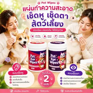 Boqi Factory ผ้าเช็ดทำความสะอาดสัตว์เลี้ยง ตา หู แบบอ่อนโยน สำหรับแมวและสุนัข 200 ชิ้น LZ999