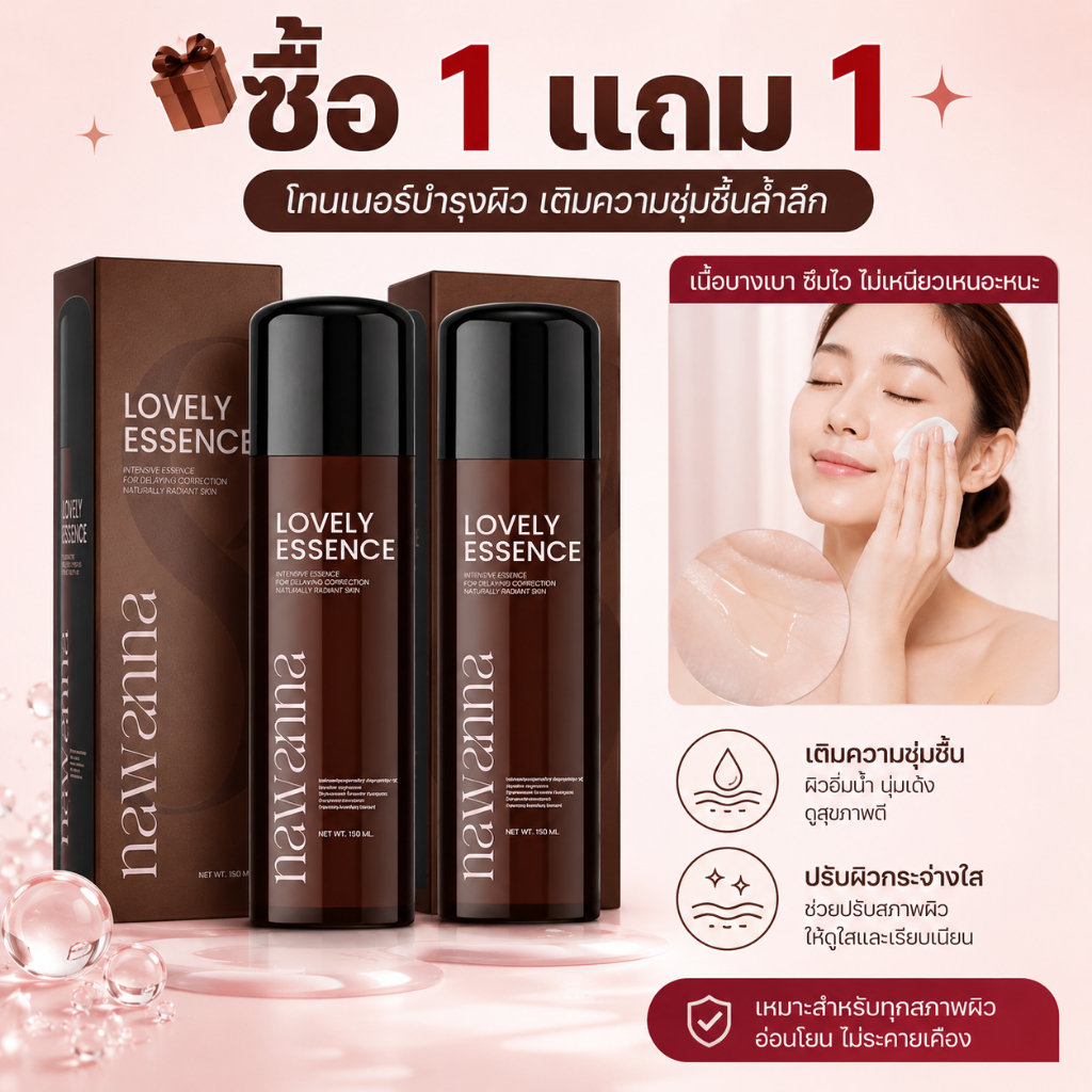 ซื้อ 1 แถม 1 น้ำตบคุณโจ้ NAWANNA เลิฟลี่ เอสเซนส์ ลดเลือนฝ้ากระ ผิวชุ่มชื้น ลดความหมองคล้ำ ผิวชุ่มชื้น