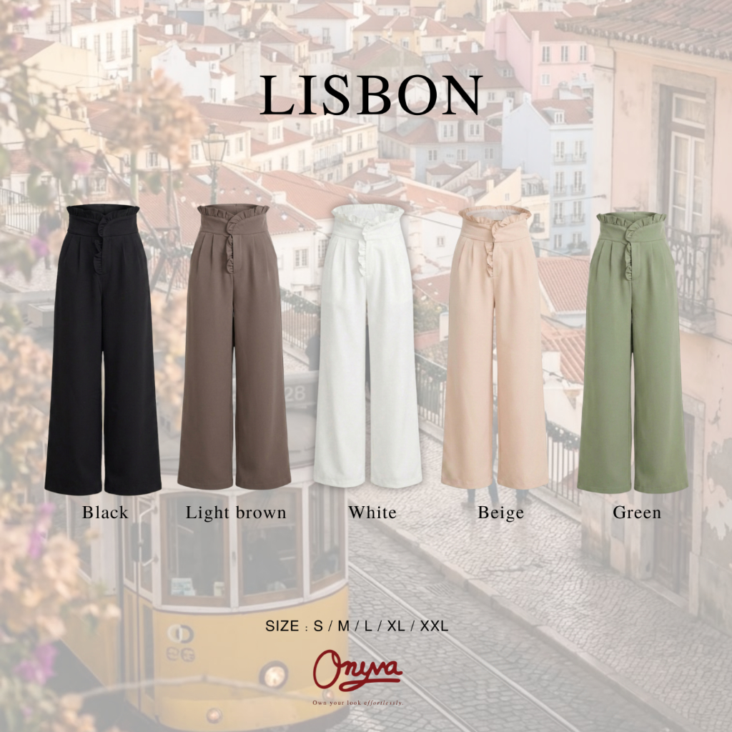 Onyva LISBON Pants - กางเกงขายาวผู้หญิงเอวสูง ทรงขากระบอกกลางตรง ดีไซน์เกาหลี ทรงสวย กางเกงใส่ทำงาน S-XXL