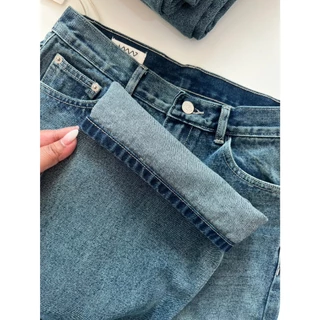 ยีนส์ Nammon Jeans NM20 กางเกงยีนส์กระบอกใหญ่เรียบเทาหม่น รุ่น Buddy honey brown - ผ้าไม่ยืด