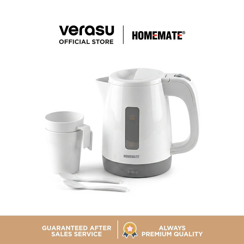 HOMEMATE กาต้มน้ำไฟฟ้าพกพา 0.5 ลิตร Travel Kettle 0.5L Dual Voltage รุ่น HOM-215372