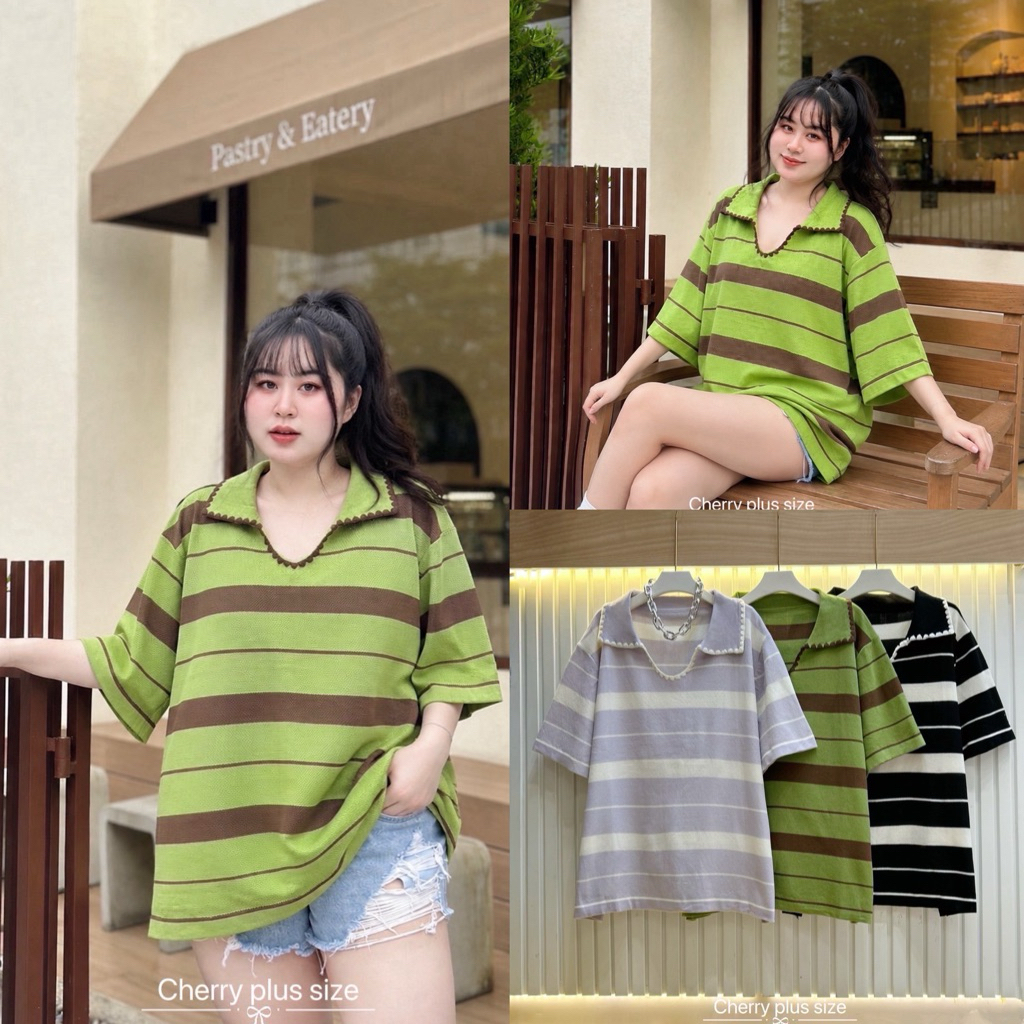 เสื้อไหมพรมคอปก แต่งซิปBigsize 52-60”