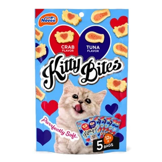 2000 NOVEE KITTY BITES / โนวี่ คิตตี้ ไบร์ท ขนมแมว (ทูน่าและปู) @12G X 5 ซอง **3ถุง 100บาท