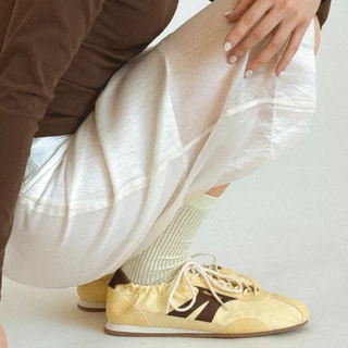 Mustard Stella Butter Yellow | รองเท้าผ้าไนลอน ผสมหนังแท้ ทรงสลิปออน