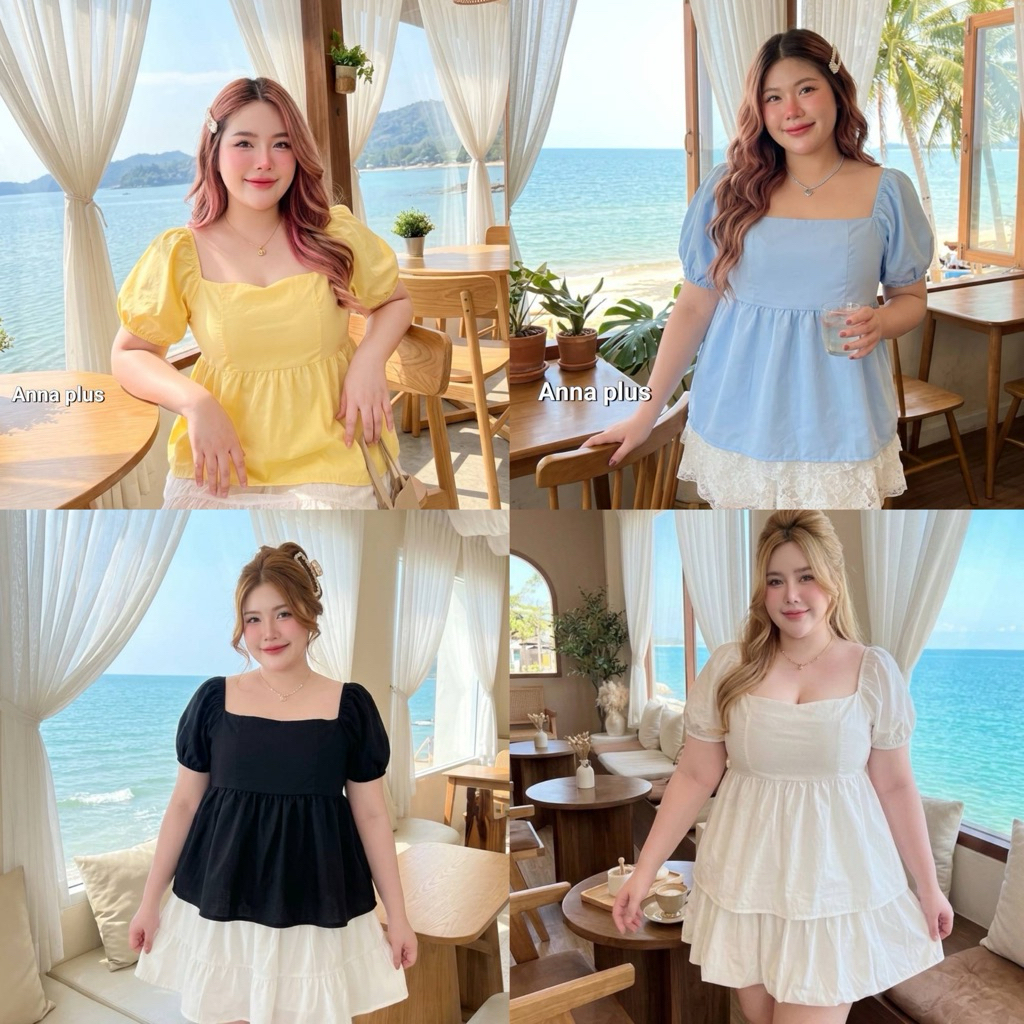 เสื้อคอเหลี่ยมแขนตุ๊กตา Bigsize42-52”
