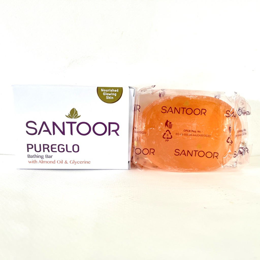 สบู่/ Santoor PureGlo Glycerine Soap with Almond Oil and Glycerine/ 125g/ อินเดียแท้