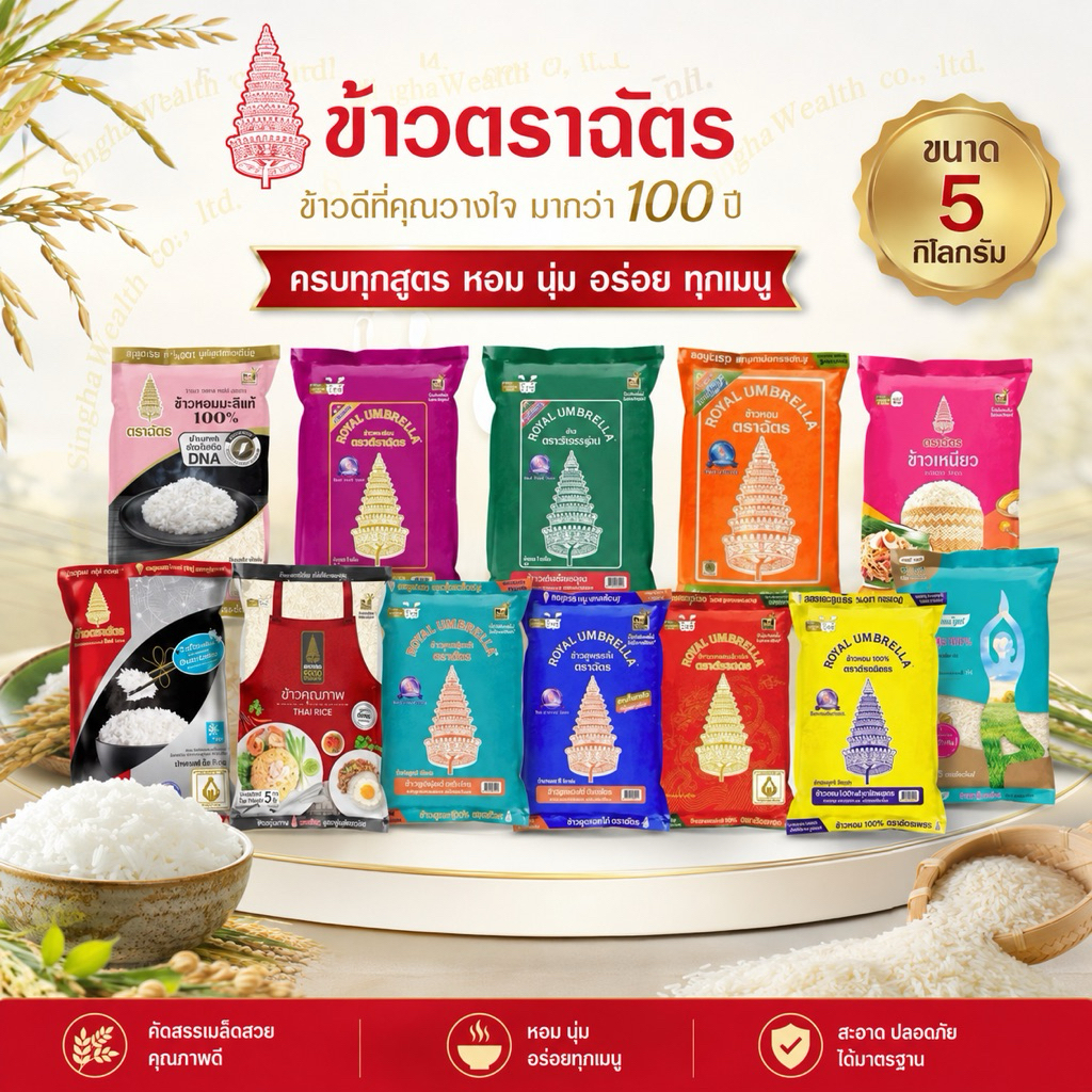 มีส่งในกรุงเทพ 5kg ข้าวตราฉัตร มีให้เลือกหลายสูตร ข้าวหอมมะลิ 100% ข้าวเสาไห้ ข้าวอุบล ข้าวหอมผสม ข้าวหอมมะลิ