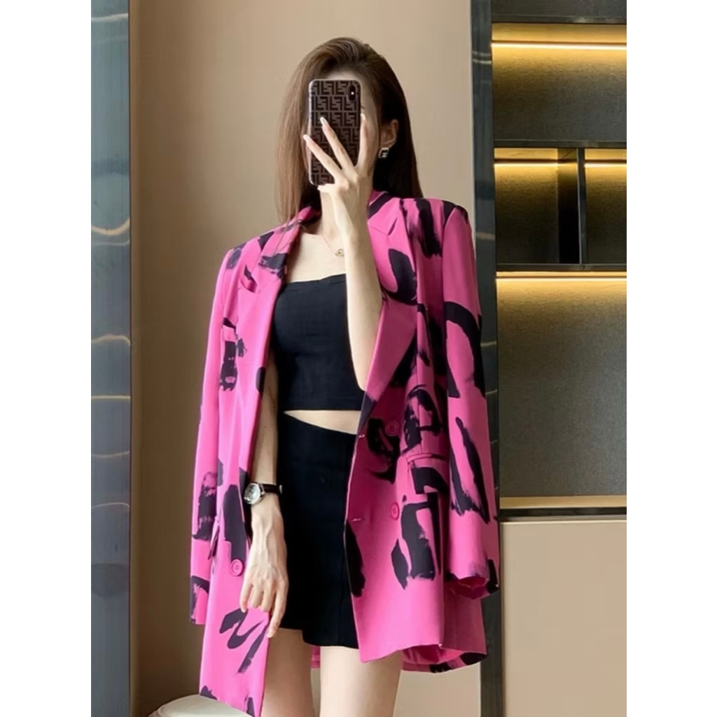 E52 สูทเบเซอร์สีชมพูบานเย็น งานแบรนร้าน คัดคุณภาพ พร้อมส่งที่ไทย