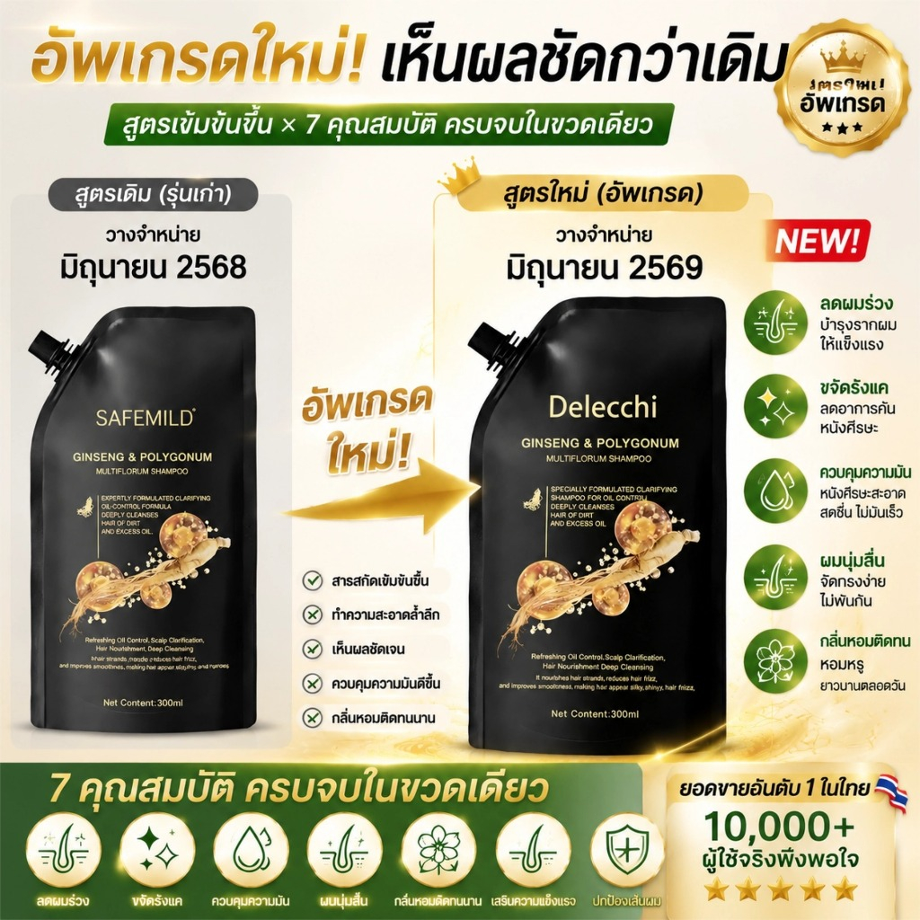 แชมพูสมุนไพร Deleccchi ลดผมร่วง บำรุงล้ำลึก สำหรับผู้ที่มีปัญหาผมร่วง