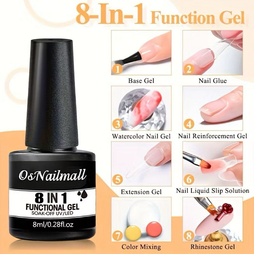 กาวติดเล็บ 8in1 ใช้คุ้ม ใช้นาน ประสิทธิภาพดี ขนาด 8ml สินค้าพร้อมส่งในไทย