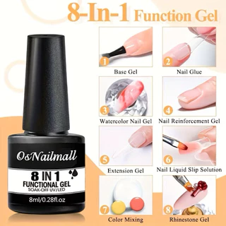 กาวติดเล็บ 8in1 ใช้คุ้ม ใช้นาน ประสิทธิภาพดี ขนาด 8ml สินค้าพร้อมส่งในไทย