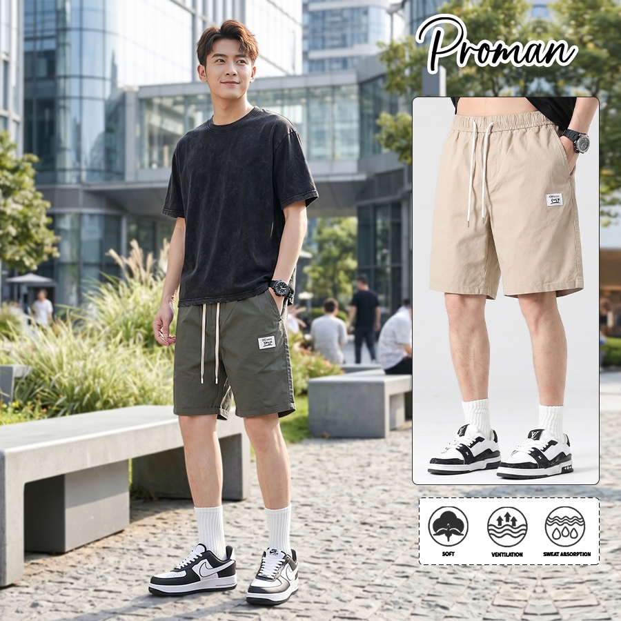 PROMAN ฤดูร้อน กางเกงขาสั้นผู้ชาย ผ้านุ่ม ใส่สบาย M-3XL  รับCOD  มีหลายสีให้เลือก