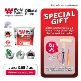 Worldpaint เซรามิก คัลเลอร์ สีทาพื้นกระเบื้อง พร้อมลูกกลิ้งและแปรงทาสี ขนาด 0.85 ลิตร