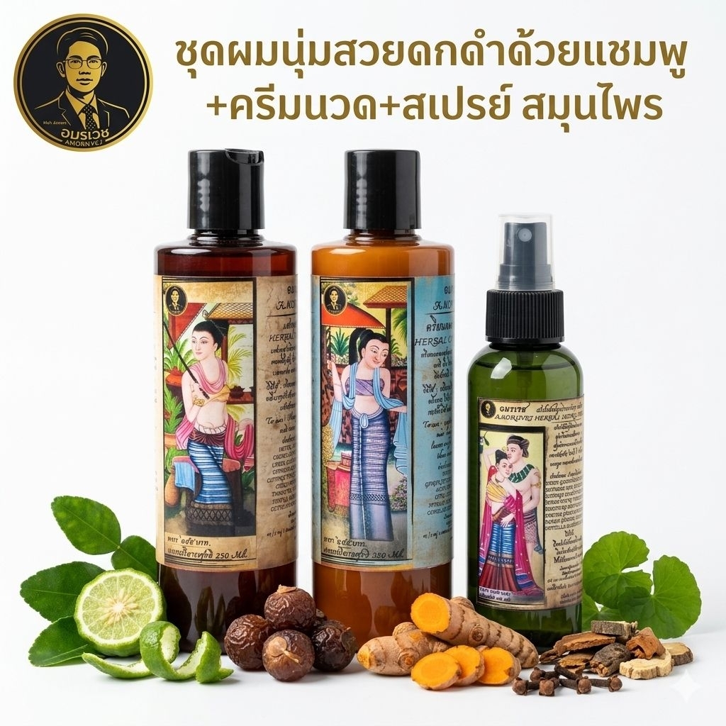 ชุดผมนุ่มสวย แชมพู+ครีมนวด+สเปรย์