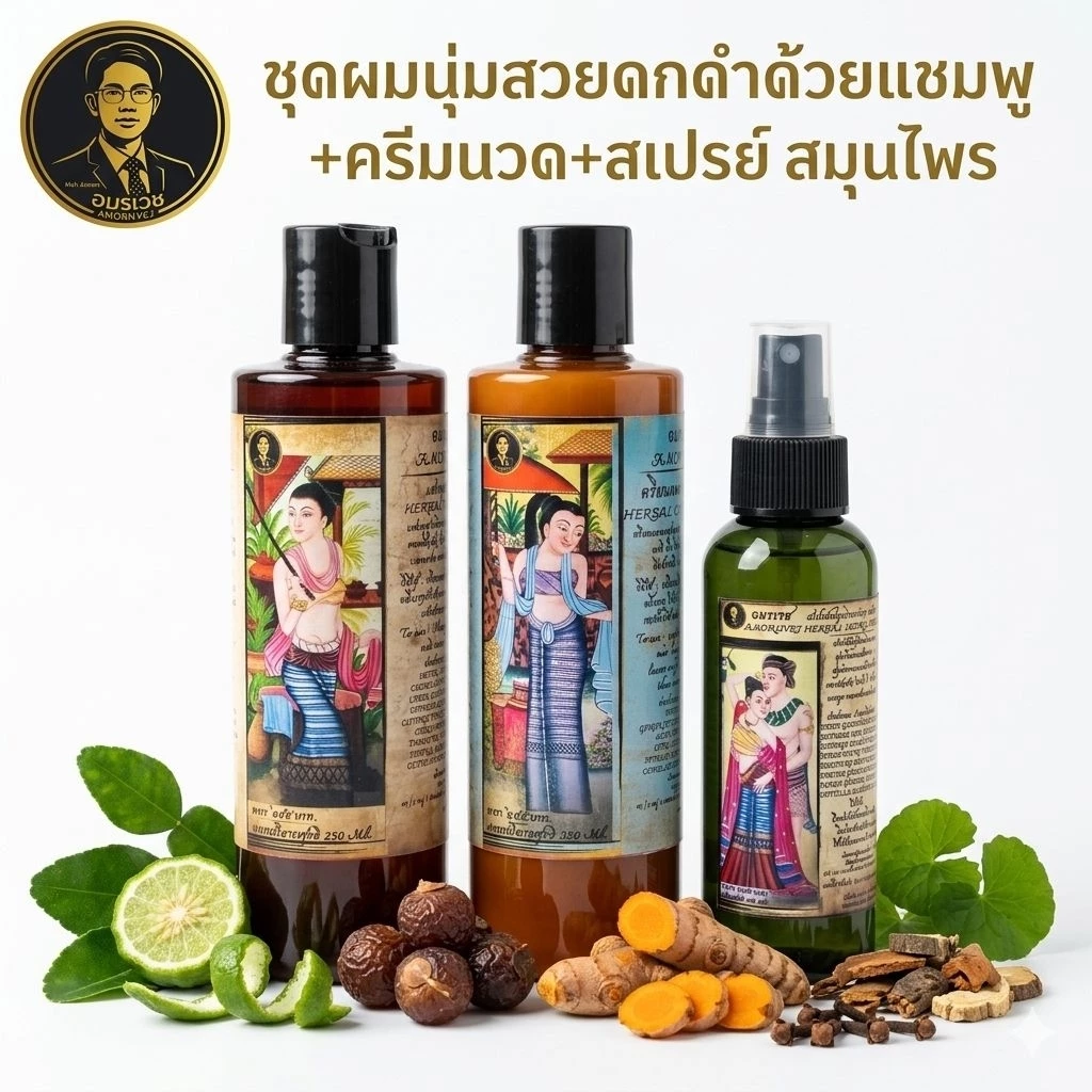 ชุดผมนุ่มสวย แชมพู+ครีมนวด+สเปรย์