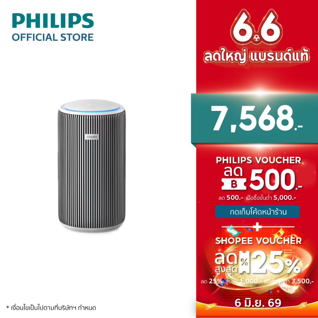 Philips AC3220/10 เครื่องฟอก อากาศ Air Purifier สำหรับห้องไม่เกิน 135 ตรม. CADR 520 ลบ.ม./ชม. รับประกัน 2 ปี