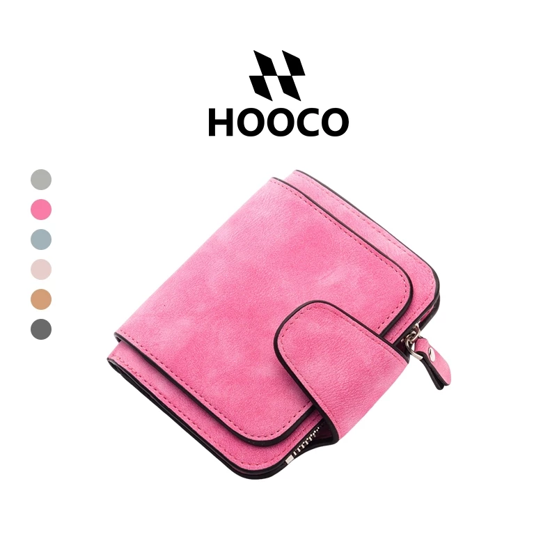 HOOCO กระเป๋าสตางค์ผู้หญิง ดีไซน์เฉพาะ หนังPU กระเป๋าเงิน กระเป๋าสตางค์ หรูหรา เรียบง่าย