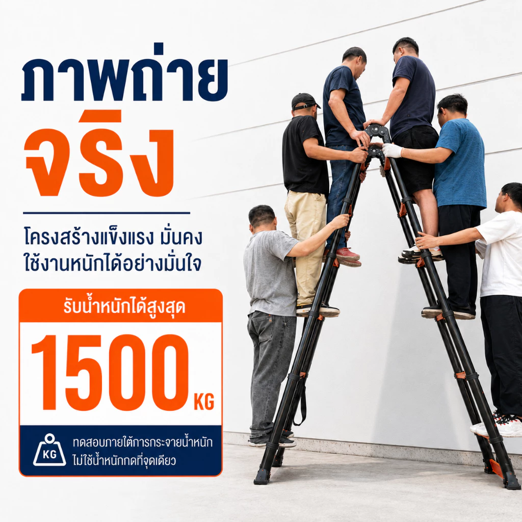 บันไดอลูมิเนียมอเนกประสงค์ บันไดก้างปลาแบบพกพา 6.1 เมตร รับน้ำหนัก 1000 กก thumbnail 4