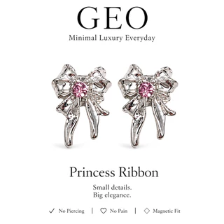GEO ต่างหูแม่เหล็ก FAIRY KNOT COLLECTION | Butterfly Pink / Heart Bow Pink / Princess Bow Pink | No Piercing Magnetic Ea