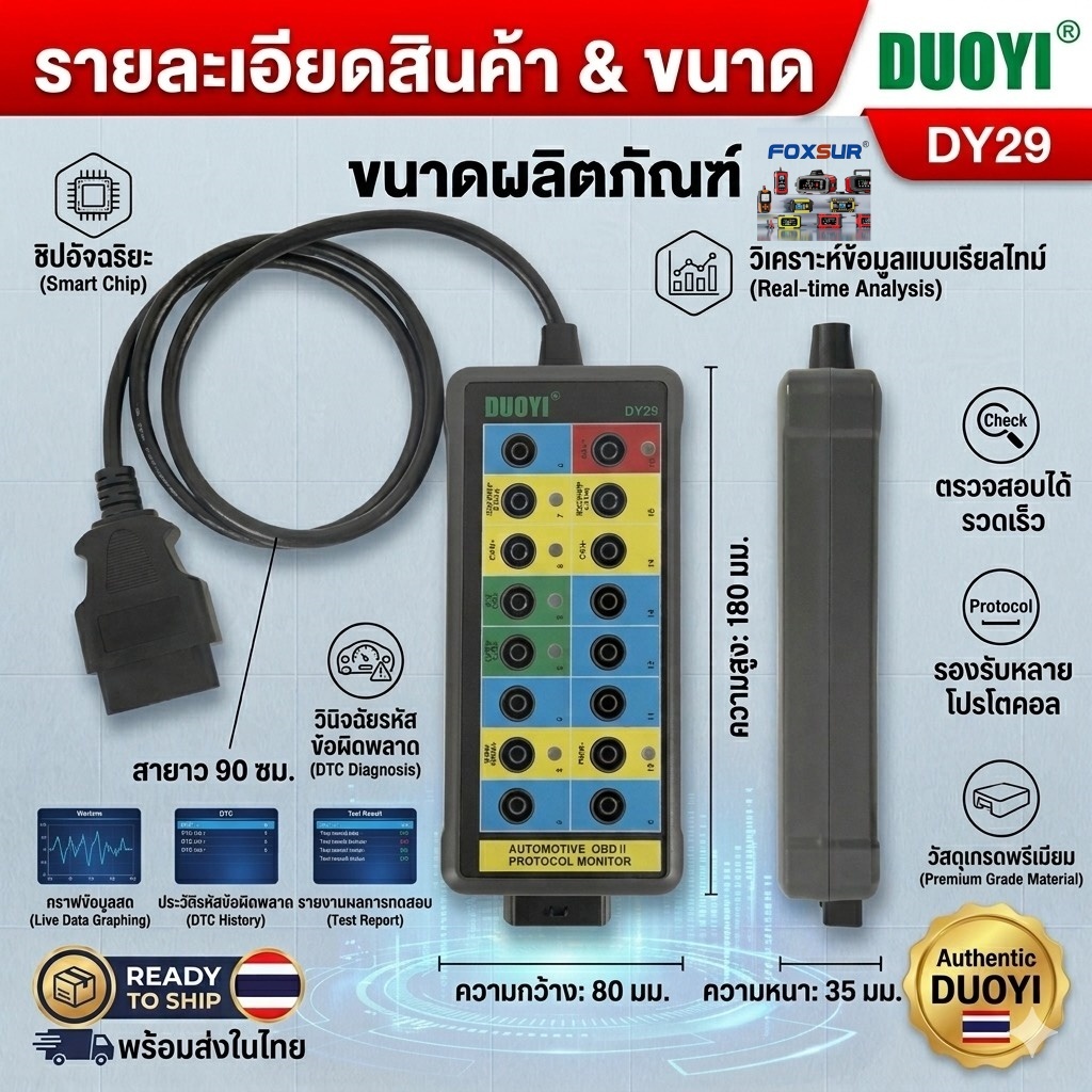 【ส่งไว】 Duoyi DY29 เครื่องตรวจจับโปรโตคอลรถยนต์ OBDII OBD2 Auto Car Break out Box รถโปรโตคอลเครื่องต