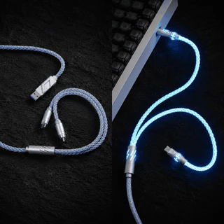 สายถัก Custom Coiled Cable 1-to-2 Crystal Copper Cable 8k Polling rate USB Type C to A แถมฟรีพร้อมกระเป๋า