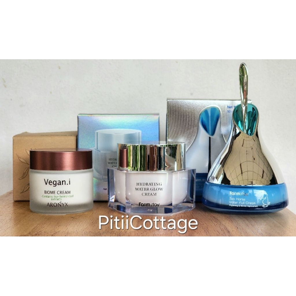 🪼รวมครีมบำรุงหน้าแบรนด์ ARONYX Vegan.i BIOME, FarmStay Hydrating Water Glow, FarmStay Sea Horse Water Full Cream