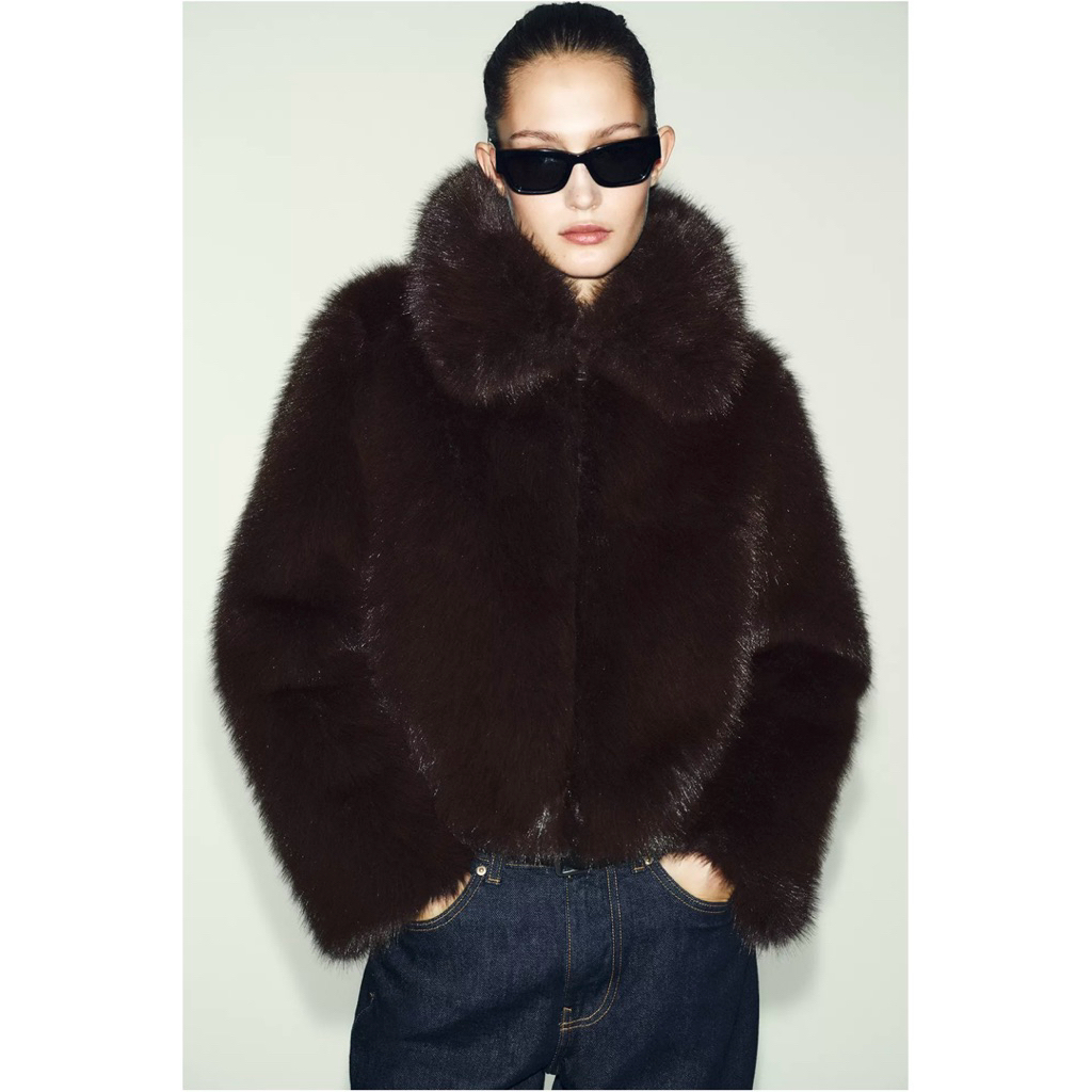 ZARA Fur Jacket เสื้อกันหนาวแต่งขนเฟอร์นุ่มๆ งานแท้ ตัวนี้สวยมาก
