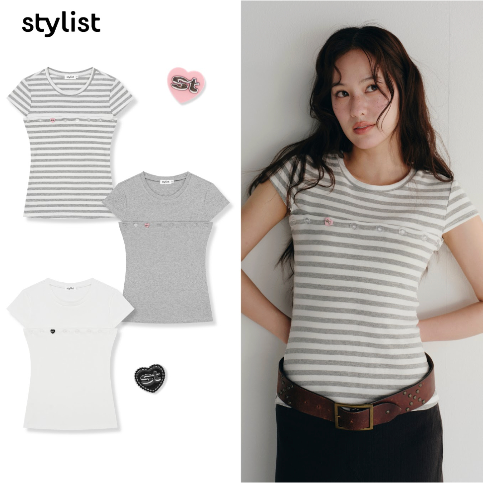 STYLIST - Flux BabyTee/Crop-012 เสื้อเบบี้ทีกระดุม Baby Tee