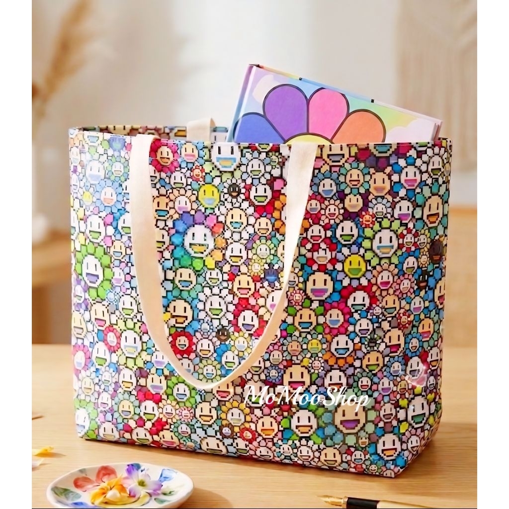 (✨️แท้💯shop🇯🇵/พร้อมส่ง🌈) Murakami🌸✨️❣️Tote, Shopping bag, Pouch 🛍