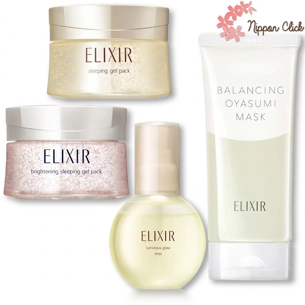 Elixir Sleeping Gel Pack 105g / Oyasumi Mask 90g / Luminous Glow Mist 80mL ของแท้ จากญี่ปุ่น