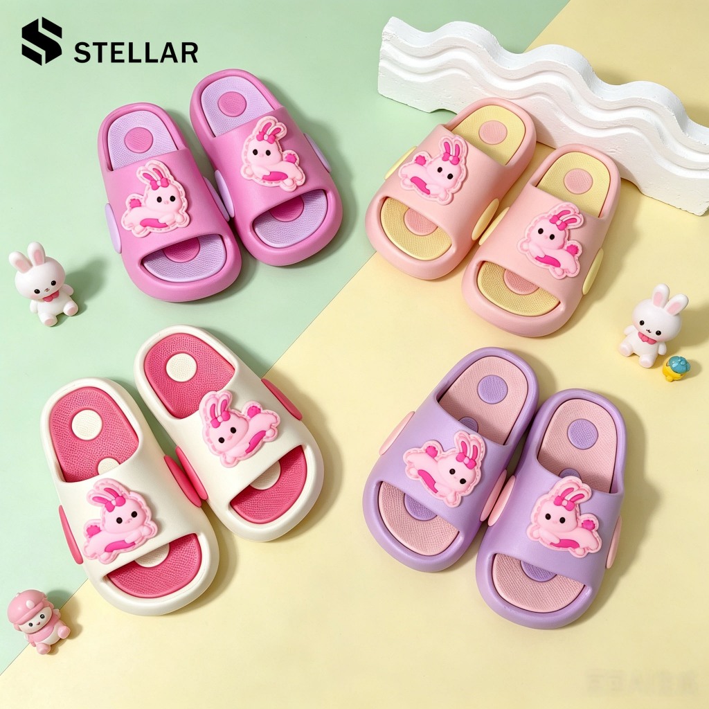 🐰พร้อมส่ง STELLAR ใรองเท้าแตะสำหรับเด็ก การ์ตูนกระต่ายน่ารัก ด้านล่างนุ่มลื่น สบาย ราคาถูก ขนาด24-35