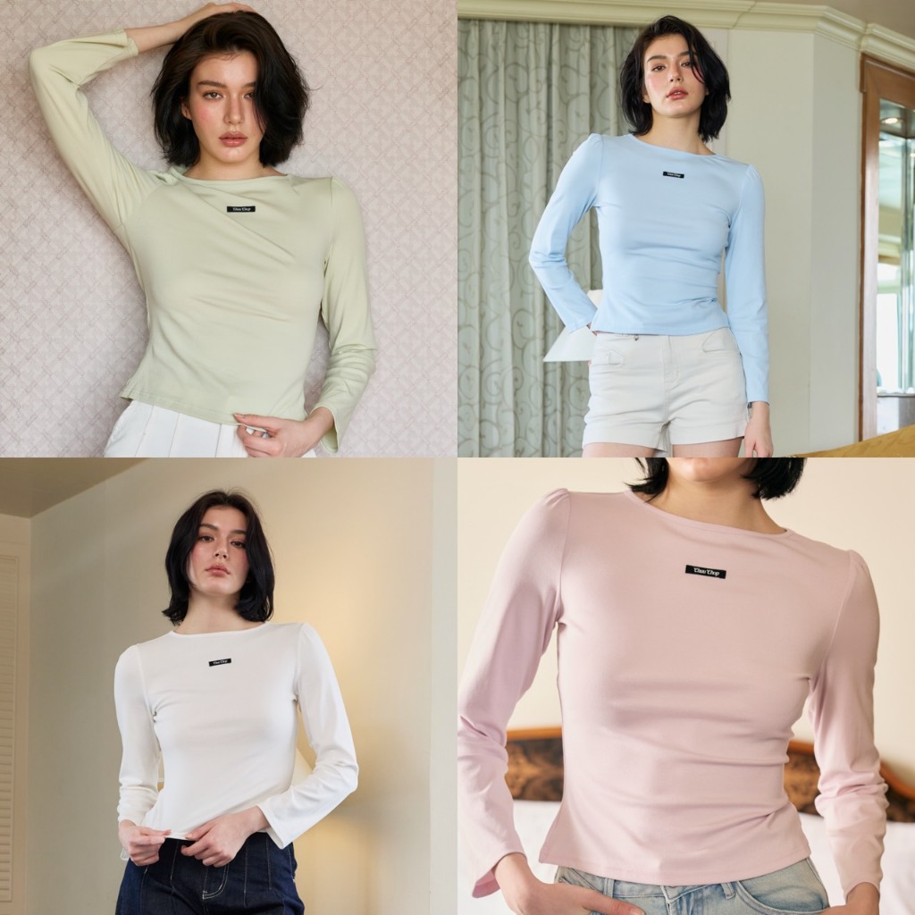 CHUUCHOP - (XS-4XL) Vanilla Top เสื้อยืดแขนยาว ผ้าหนาช่วยเก็บสัดส่วน ระบายอากาศได้ดี เรียบหรู แมทช์ได้หลายลุค (C8586)