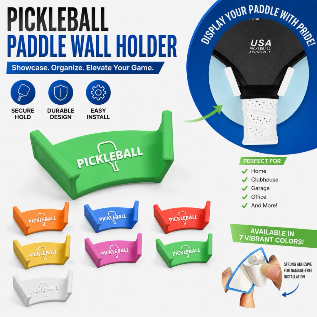 Pickleball Paddle Wall Holder พลาสติกแขวนไม้พิคเคิลบอลแบบติดผนัง KS-WH