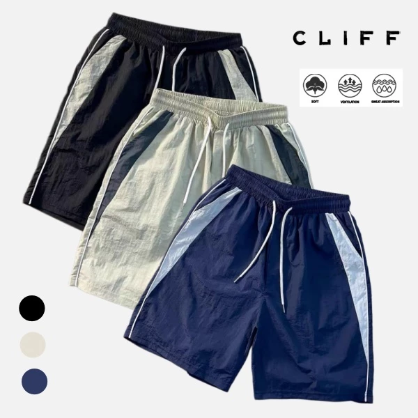 CLIFF กางเกงขาสั้นผู้ชาย สไตล์อเมริกัน สีผสม ฮิปฮอป กีฬา รุ่นคู่รัก แห้งเร็ว