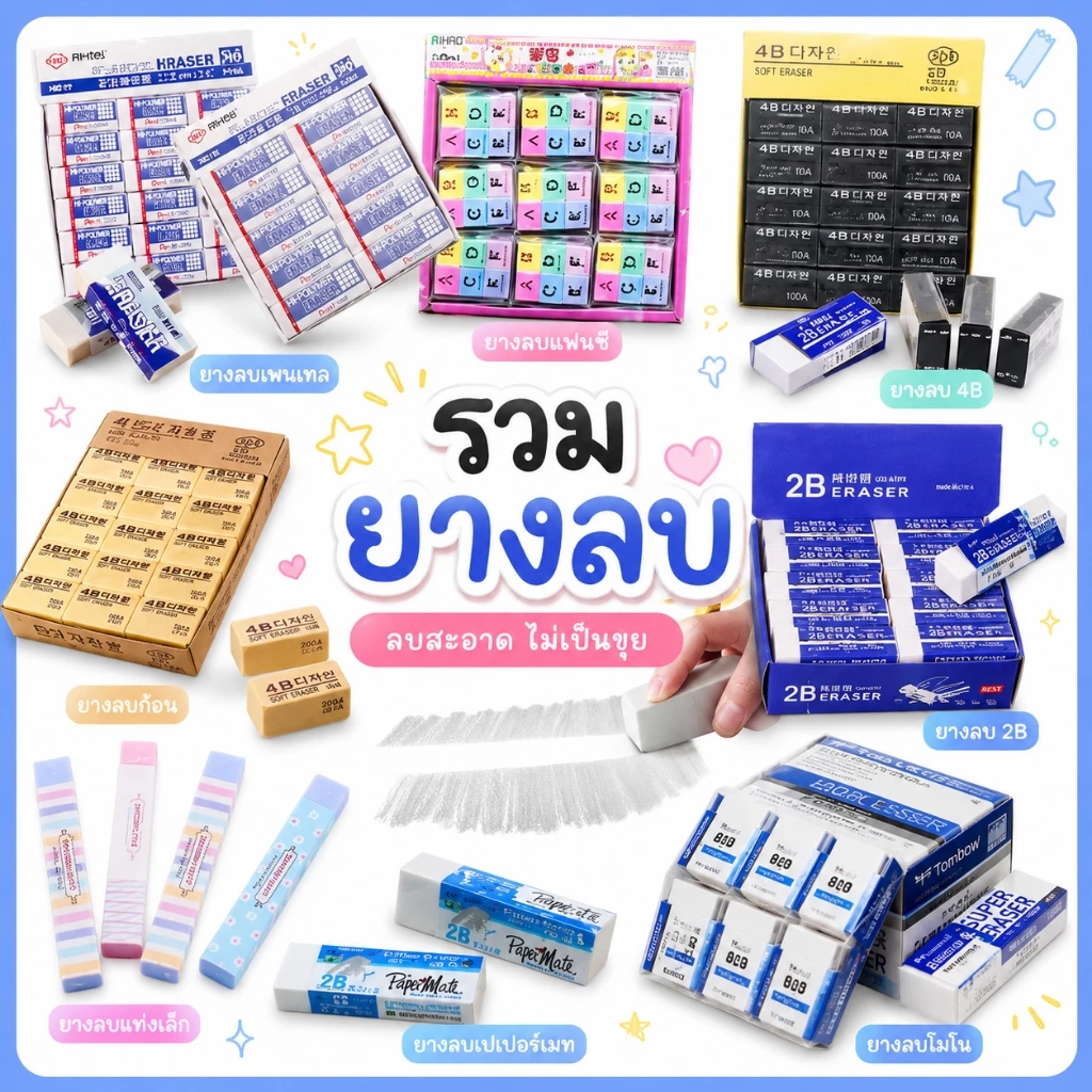 🔥ราคาส่ง🔥ยางลบดินสอ✔️พร้อมส่งในไทย 💯เครื่องเขียน ยางลบน่ารัก ยางลบแบบก้อน เครื่องเขียน ราคาส่ง