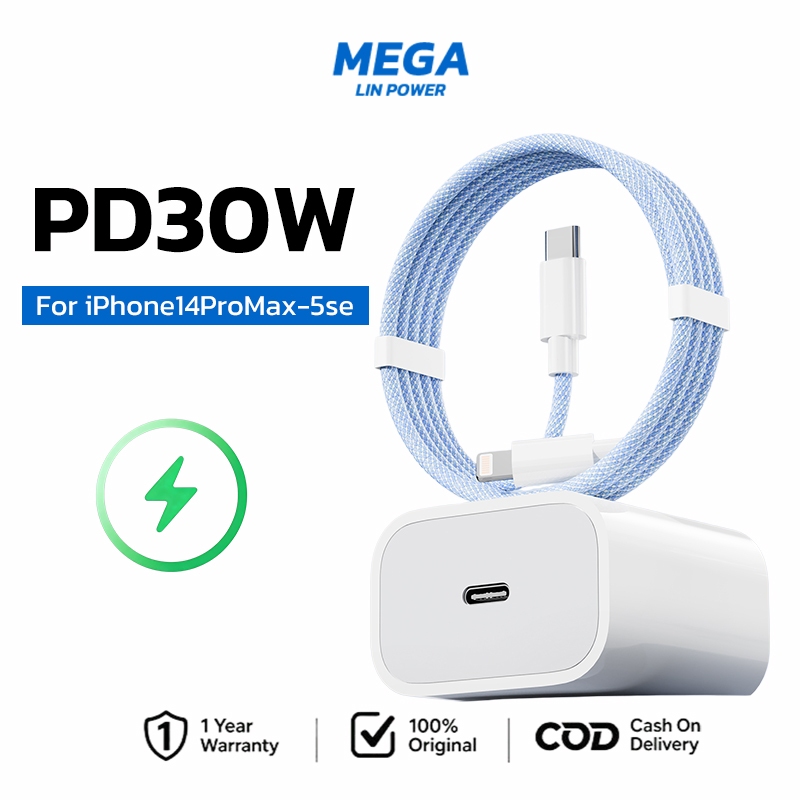 สายชาร์จ สีพาสเทล ชาร์จไวPD 30W สายยาว 1/1.5 /2เมตร Type-C to L ชาร์จเร็วสำหรับ iPhone 5–14ProMax