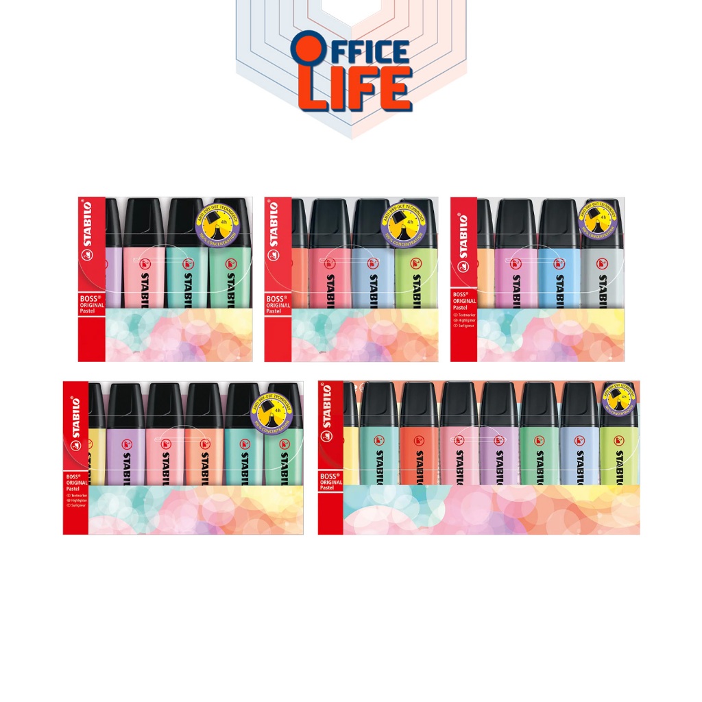 Stabilo (ซตาบีโล) ปากกาไฮไลท์ ชุดปากกาเน้นข้อความ ชุดปากกาไฮไลท์ รุ่น BOSS Original Pastel ( 4 ,6 ,8 ด้าม /ชุด )