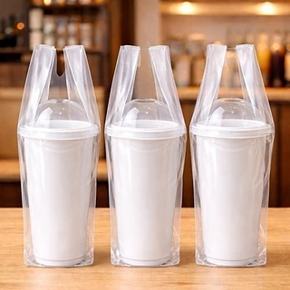 ถุงหิ้วแก้วสายคู่เต็มใบ ขนาด 16,20,22,32 oz.(1แพ็ค)