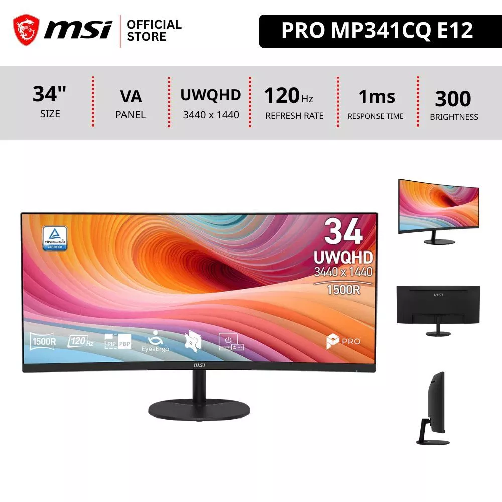 [Pre-Order] MSI PRO MP341CQ E12 จอคอมพิวเตอร์ 3440 x 1440 (UWQHD) Monitor