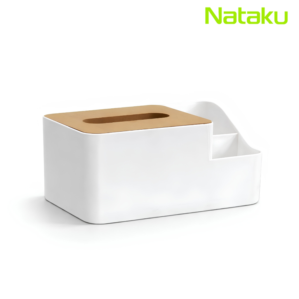 Nataku กล่องทิชชู่ กล่องใส่ทิชชู่ กล่องอเนกประสงค์ tissue-box ที่ใส่ทิชชู่ ฝาไม้ กันน้ำ กันฝุ่น ได้ดี