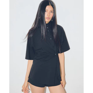 AOP Archive - High-neck Wrap Shirt (มี2สี)