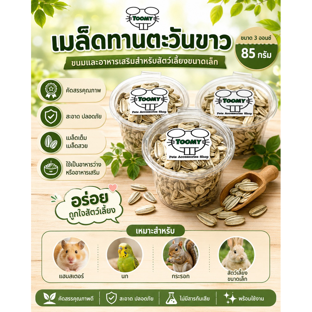 เมล็ดทานตะวันขาว (ขนาดกระปุก 3 ออนซ์)