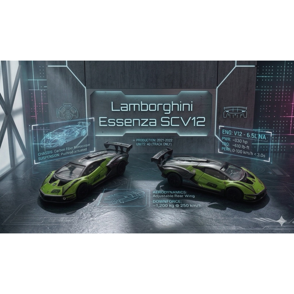 Tomica Premium No.07 Lamborghini Essenza SCV12 สีเขียวดำ