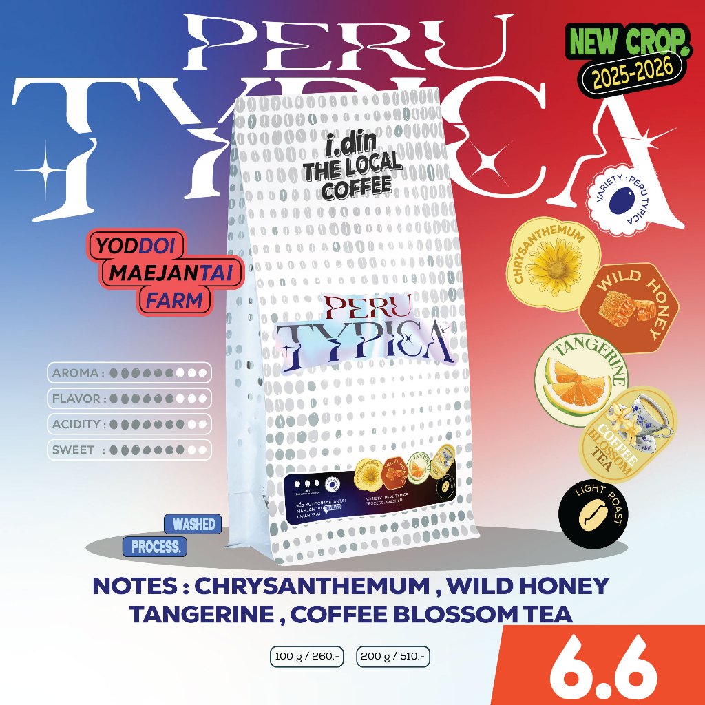 สายพันธุ์ PERU TYPICA หนึ่ง YODDOI -WASHED PROCESS (28.05.69) ,แม่จันใต้ / เชียงราย THAI อราบิกา