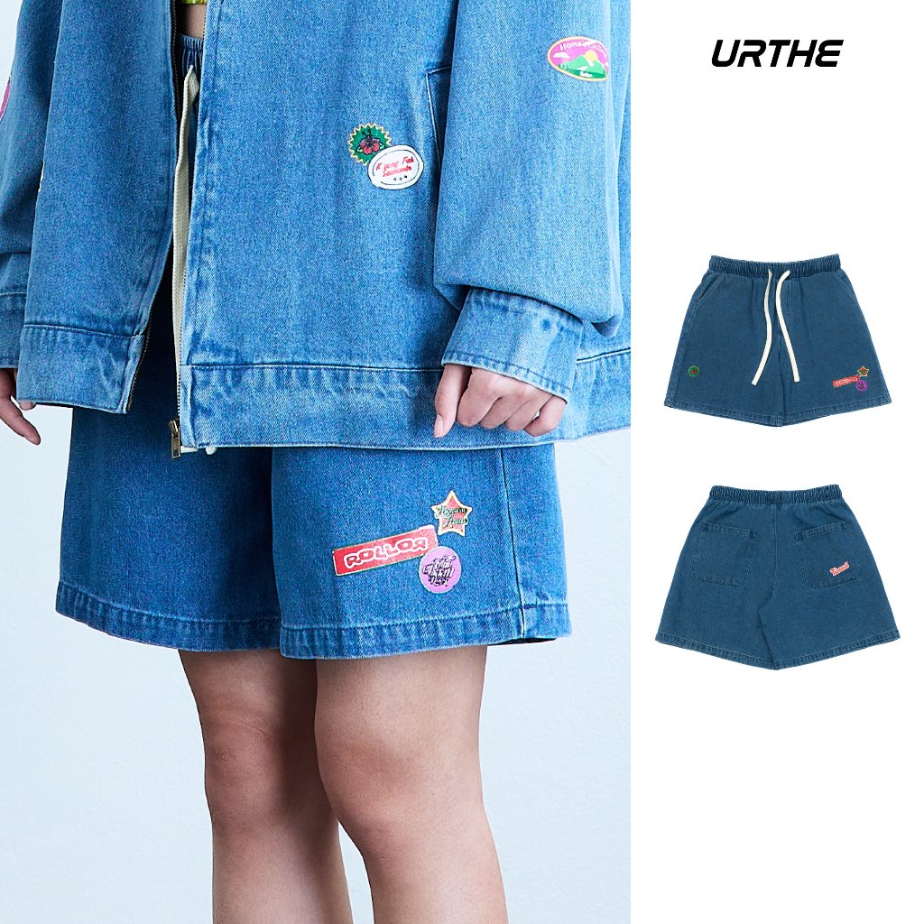 URTHE - กางเกงยีนส์ กางเกงขาสั้น รุ่น NOON WALK DENIM SHORTS - Col. ROLLOR KLUB BAAN HOUSE