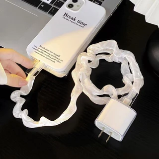 ฝาครอบป้องกันสายเคเบิลข้อมูล สายชาร์จ ป้องกันการแตกแบบตาข่าย ฝาครอบป้องกันสายชาร์จ ใช้งานได้กับสายชาร์จทุกรุ่น